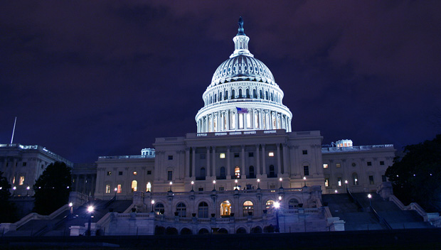 Picture of the Capitol building at night