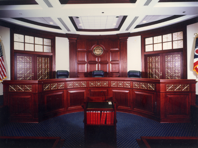 Picture of an empty judge's bench