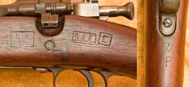 Image of inspection and proof markings found on
		    this rifle's stock
